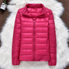 Image of Winter Women Ultralight Thin Down Jacket White Duck Down Hooded Jackets Long Sleeve