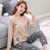 Image of JULY'S SONG Women Pajamas Set Spring Autumn New Thin Cartoon Printed Long Sleeve Cute Sleepwear Casual Homewear Female Pyjamas