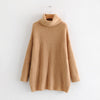 Image of Oversized Turtleneck Sweater Hot pink Mustard Color Loose Knitted Jersey