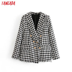 Tangada Women Thick Tweed Coats Jacket Long sleeves