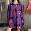 Image of long sleeve women blouse spring & autumn loose gothic Devil print blouses