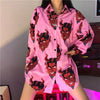 Image of long sleeve women blouse spring & autumn loose gothic Devil print blouses