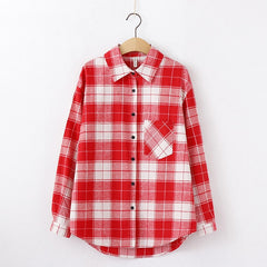 over-sized plaid blouse long sleeve