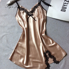 Women Nightdress Sexy mini dress Soft Comfortable Satin Lace