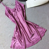 Image of Women Nightdress Sexy mini dress Soft Comfortable Satin Lace