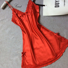 Women Nightdress Sexy mini dress Soft Comfortable Satin Lace