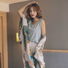 Image of Autumn Ladies Pajama Set Cotton Satin 4Pcs Set