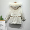 Image of Winter Jacket for Women Large Natural Fox Fur White Duck Down Coat