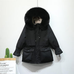 Winter Jacket for Women Large Natural Fox Fur White Duck Down Coat