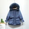 Image of Winter Jacket for Women Large Natural Fox Fur White Duck Down Coat