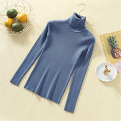 Women Turtleneck Casual Pure Cashmere Pullover Autumn Winter Solid Long Sleeve