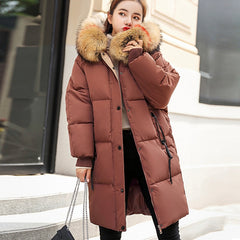 Winter Hooded Warm Down Coat Women Casual Long Down Jackets