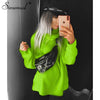 Image of Simenual Knitwear Turtleneck Autumn Winter Sweaters Women Neon Color Long Sleeve Jumpers Fashion 2019 Casual Basic Slim Pullover