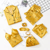 Image of 7 Pieces Womens Silk Satin Pajamas Sets Pyjamas Set Sleepwear