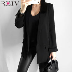 RZIV  women's blazer suit jacket coat casual solid color single button coat OL blazer suit