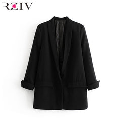 RZIV  women's blazer suit jacket coat casual solid color single button coat OL blazer suit