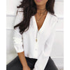 Image of Casual v Neck Women & Blouse Ladies Long Sleeve Button Office Shirts