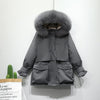 Image of Winter Jacket for Women Large Natural Fox Fur White Duck Down Coat