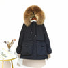 Image of Winter Jacket for Women Large Natural Fox Fur White Duck Down Coat