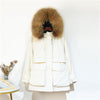 Image of Winter Jacket for Women Large Natural Fox Fur White Duck Down Coat