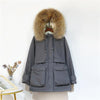 Image of Winter Jacket for Women Large Natural Fox Fur White Duck Down Coat