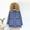 Image of Winter Jacket for Women Large Natural Fox Fur White Duck Down Coat