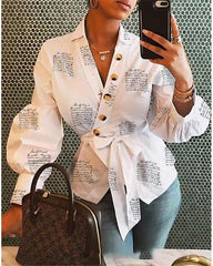 Long Sleeve Fashion Women V Neck Tops And Blouses