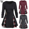 Image of Womail Shirt Women Autumn Winter Long Sleeve Tartan Tunic Pullover Tops