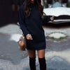 Image of Knitted Winter Dress Women Casual O-Neck Black Red Warm Elegantn Long Sleeve Sexy Knitted Sweater Dress Female Wholesale