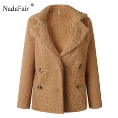 Plus Size Warm Thick Faux Fur Jacket Coat  Pockets Plush Overcoat Outwear