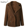 Image of Plus Size Warm Thick Faux Fur Jacket Coat  Pockets Plush Overcoat Outwear