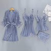 Image of Women Pajamas 5 Pieces Satin Sleepwear