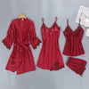 Image of Women Pajamas 5 Pieces Satin Sleepwear