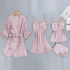 Image of Women Pajamas 5 Pieces Satin Sleepwear