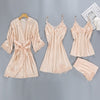 Image of Women Pajamas 5 Pieces Satin Sleepwear