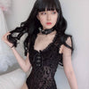 Image of InsGoth Sexy Lace Bodycon Bodysuit Women Gothic Streetwear Mesh Hollow Out Patchwork Sleeveless Bodysuit Female Black Body Party