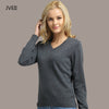 Image of JVEII Women Sweater Knitted Female Long Sleeve V-neck Cashmere Sweater And Pullover Female Autumn Winter Slim Jumpers Casual