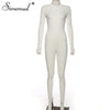 Image of Active Wear Ribbed Rompers Womens Jumpsuit Sporty Long Sleeve