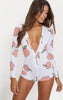 Image of Sexy Women Deep V-neck Bodycon Sleepwear Jumpsuit Bodysuit