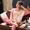 Image of JULY'S SONG Women Pajamas Set Spring Autumn New Thin Cartoon Printed Long Sleeve Cute Sleepwear Casual Homewear Female Pyjamas