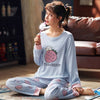 Image of JULY'S SONG Women Pajamas Set Spring Autumn New Thin Cartoon Printed Long Sleeve Cute Sleepwear Casual Homewear Female Pyjamas