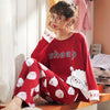 Image of JULY'S SONG Women Pajamas Set Spring Autumn New Thin Cartoon Printed Long Sleeve Cute Sleepwear Casual Homewear Female Pyjamas