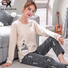 Image of Long Sleeve Top Long Pant Pajamas Set Woman Sleepwear