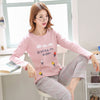 Image of Long Sleeve Top Long Pant Pajamas Set Woman Sleepwear