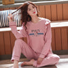 Image of Long Sleeve Top Long Pant Pajamas Set Woman Sleepwear