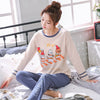 Image of Long Sleeve Top Long Pant Pajamas Set Woman Sleepwear