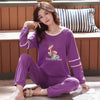 Image of Long Sleeve Top Long Pant Pajamas Set Woman Sleepwear