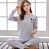 Image of Long Sleeve Top Long Pant Pajamas Set Woman Sleepwear