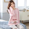 Image of Long Sleeve Top Long Pant Pajamas Set Woman Sleepwear