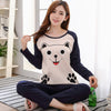 Image of Long Sleeve Top Long Pant Pajamas Set Woman Sleepwear